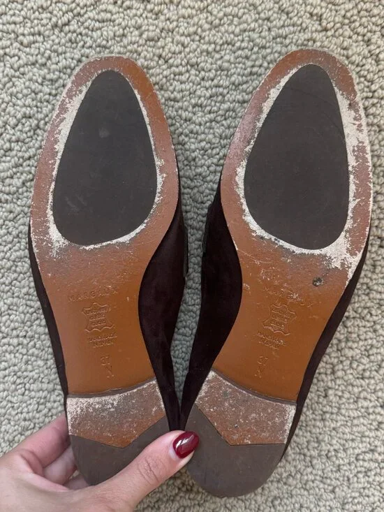 Margaux Brown Suede Loafer Flats - Size 7/37 - Picture 2 of 4